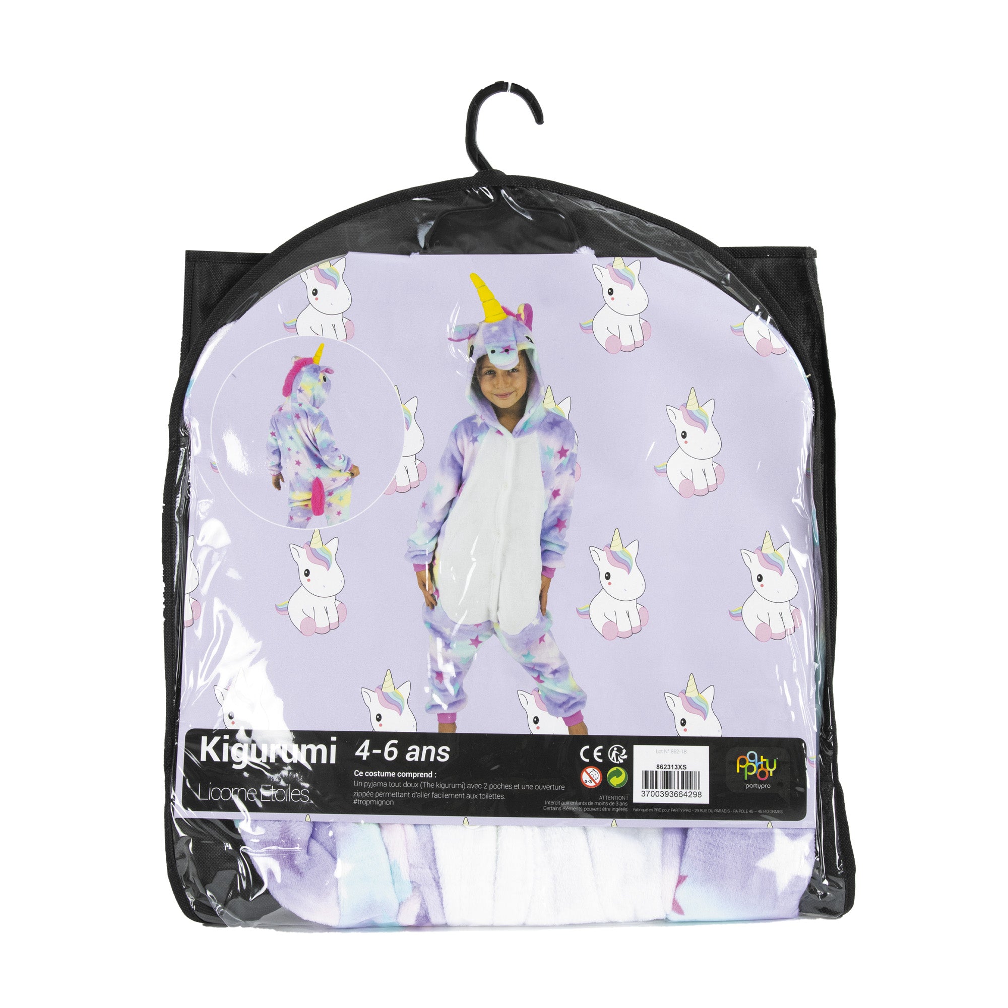 COSTUME KIGURUMI LICORNE AVEC ETOILES ENFANT T 4/6ANS