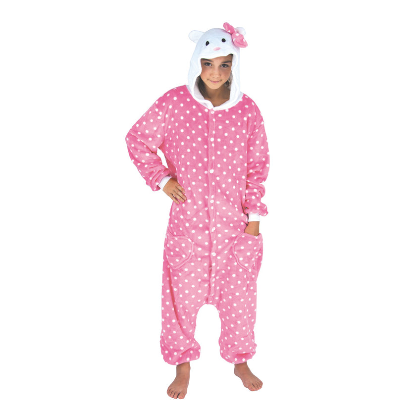 COSTUME KIGURUMI CHAT ROSE ENFANT T 11/14 ANS