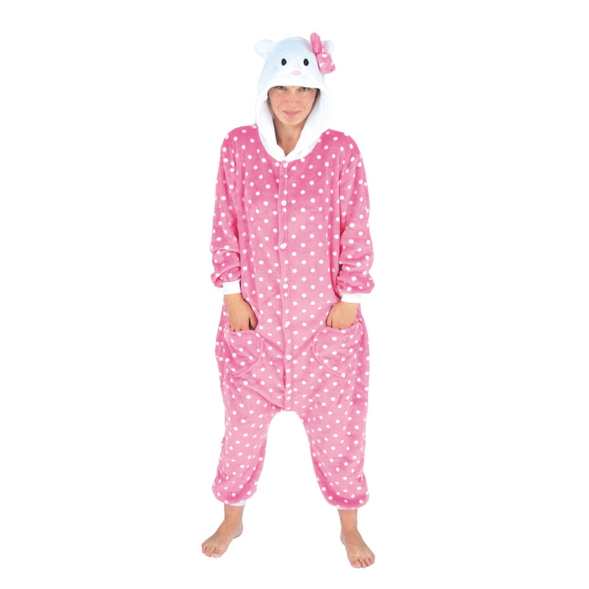COSTUME KIGURUMI CHAT ROSE ADULTE