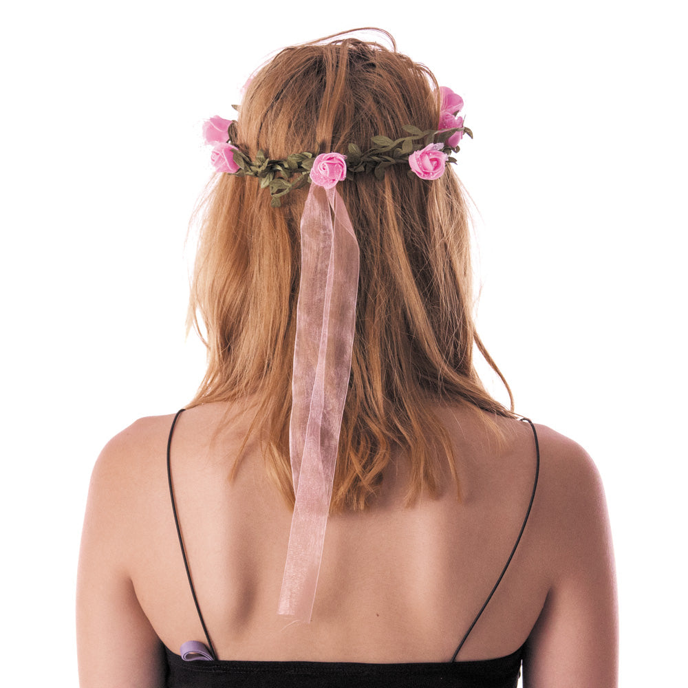 COURONNE DE FLEURS ROSES