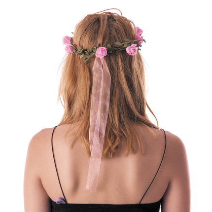 COURONNE DE FLEURS ROSES