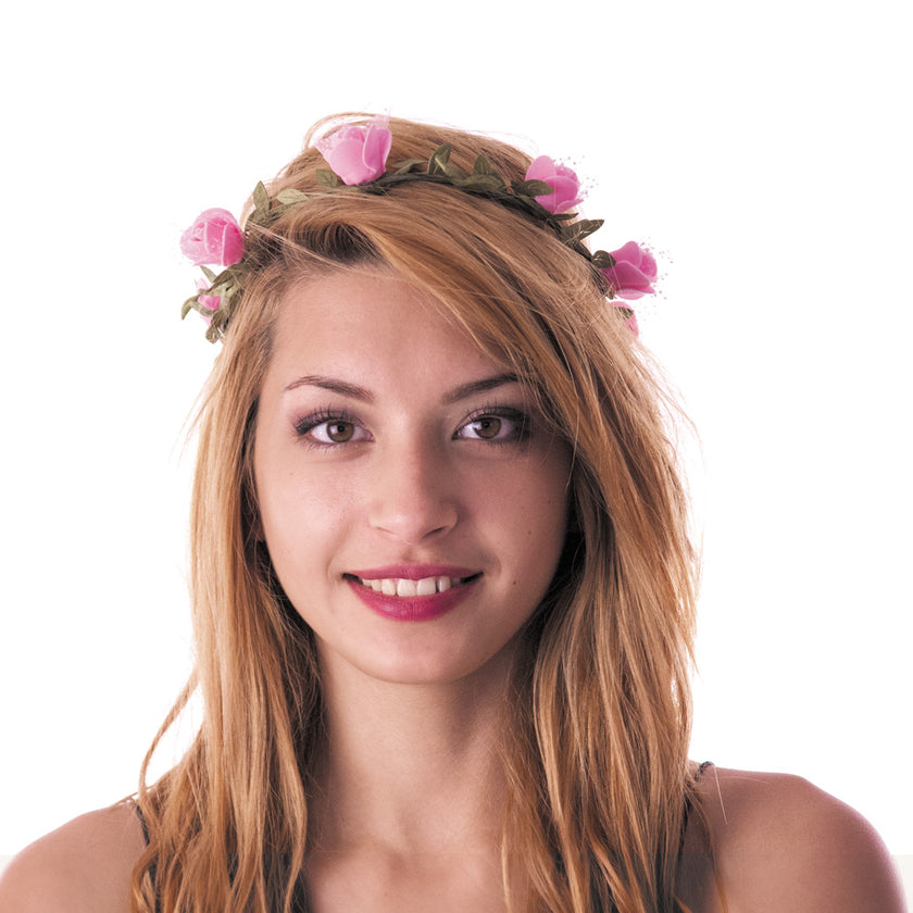 COURONNE DE FLEURS ROSES