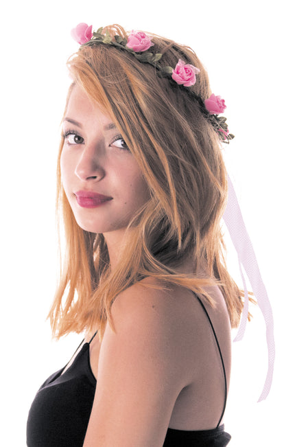 COURONNE DE FLEURS ROSES