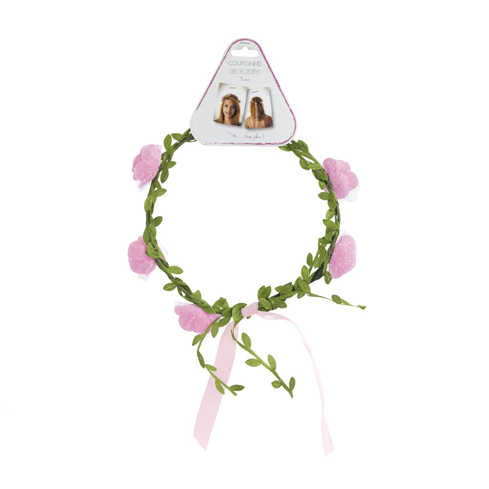 COURONNE DE FLEURS ROSES