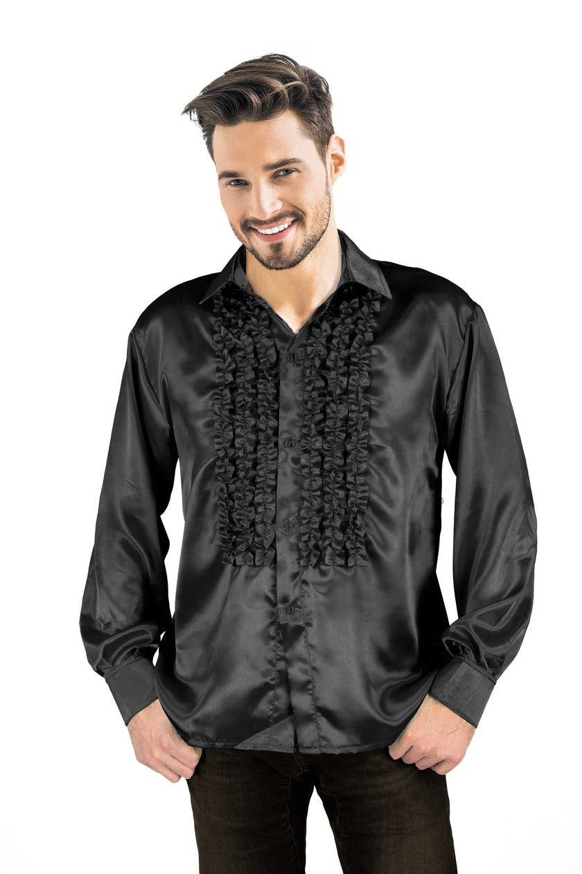 CHEMISE DISCO SATIN NOIR XL