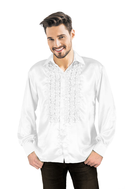 CHEMISE DISCO SATIN BLANC XL