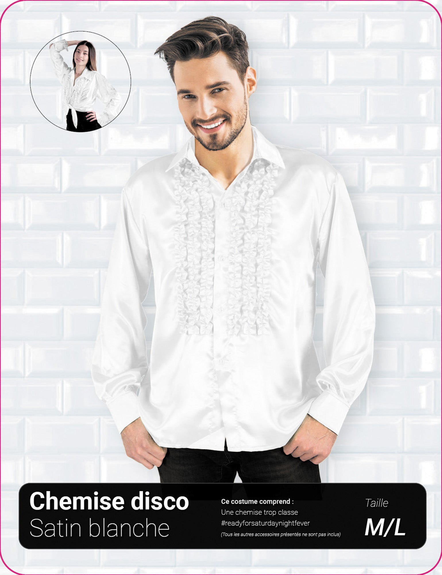 CHEMISE DISCO SATIN BLANC