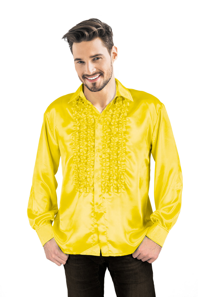 CHEMISE DISCO SATIN JAUNE XL