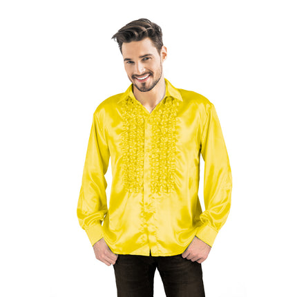 CHEMISE DISCO SATIN JAUNE