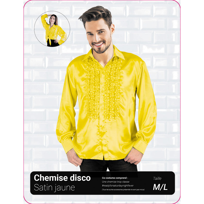 CHEMISE DISCO SATIN JAUNE