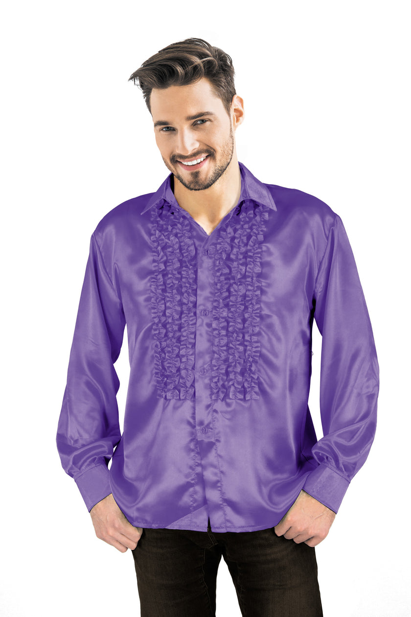 CHEMISE DISCO SATIN VIOLET XL