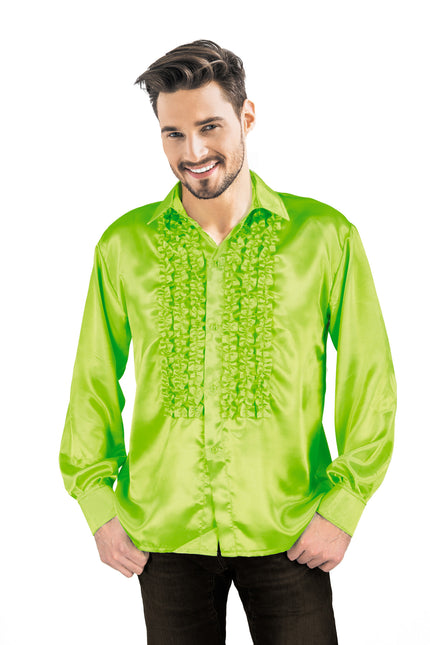 CHEMISE DISCO SATIN VERT POMME