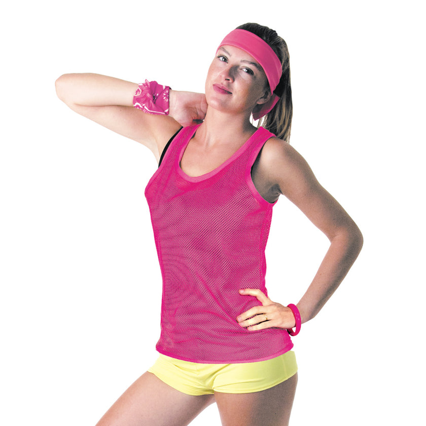 DEBARDEUR FISHNET 80'S ROSE FLUO TAILLE L