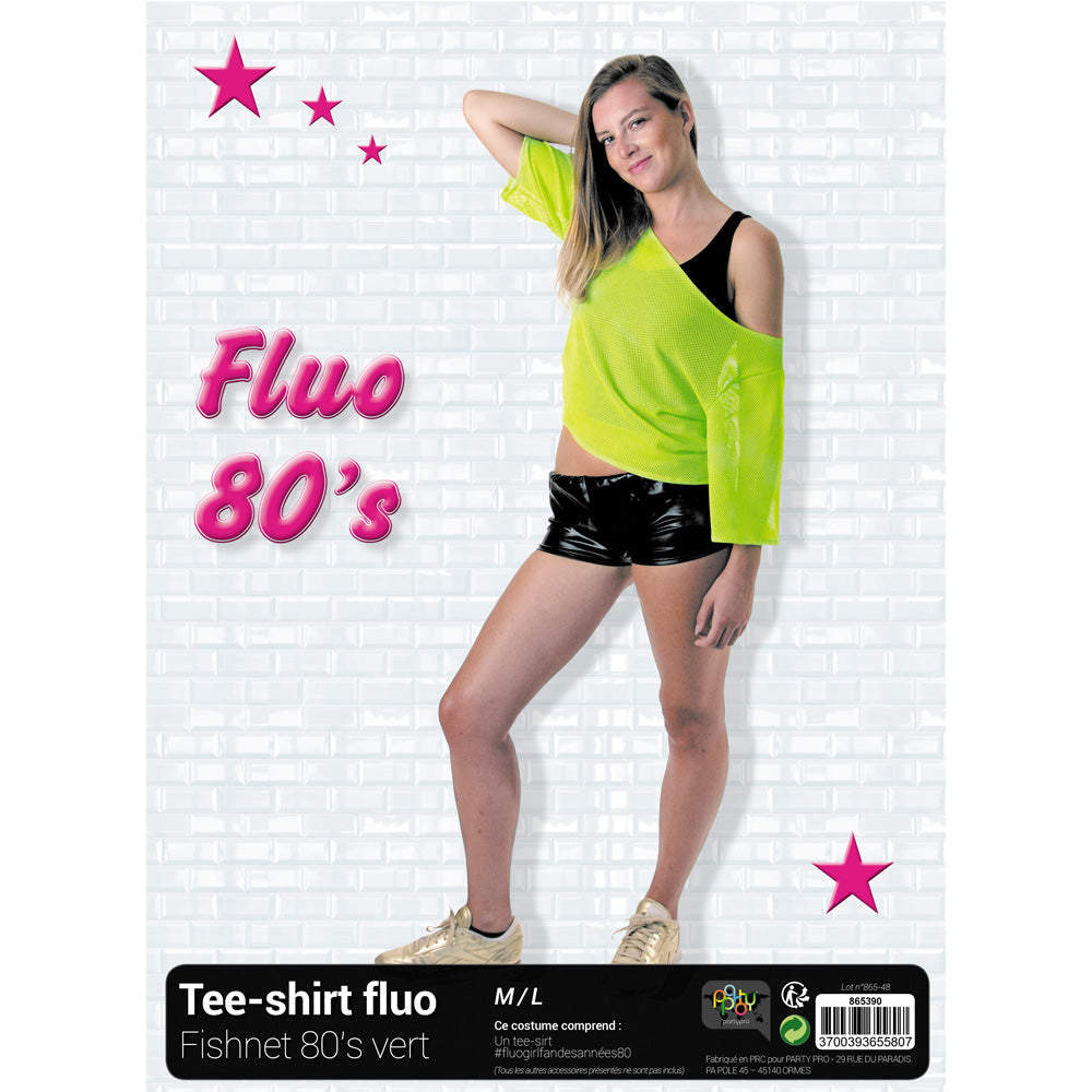 TEE-SHIRT FISHNET 80'S VERT FLUO