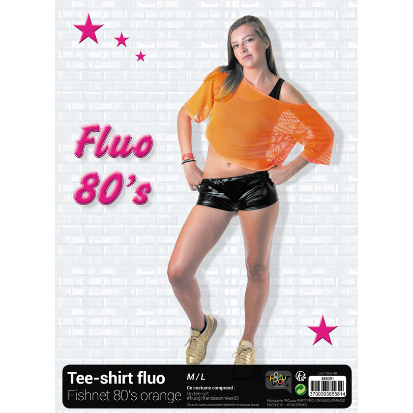 TEE-SHIRT FISHNET 80'S ORANGE FLUO