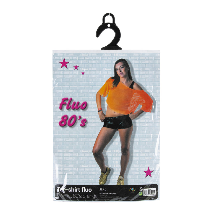 TEE-SHIRT FISHNET 80'S ORANGE FLUO