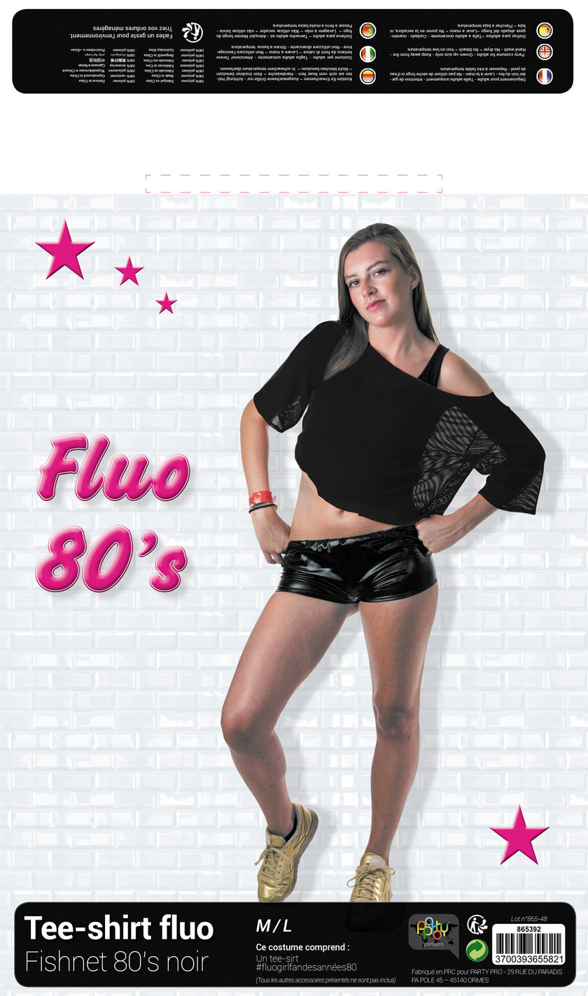 TEE-SHIRT FISHNET 80'S NOIR