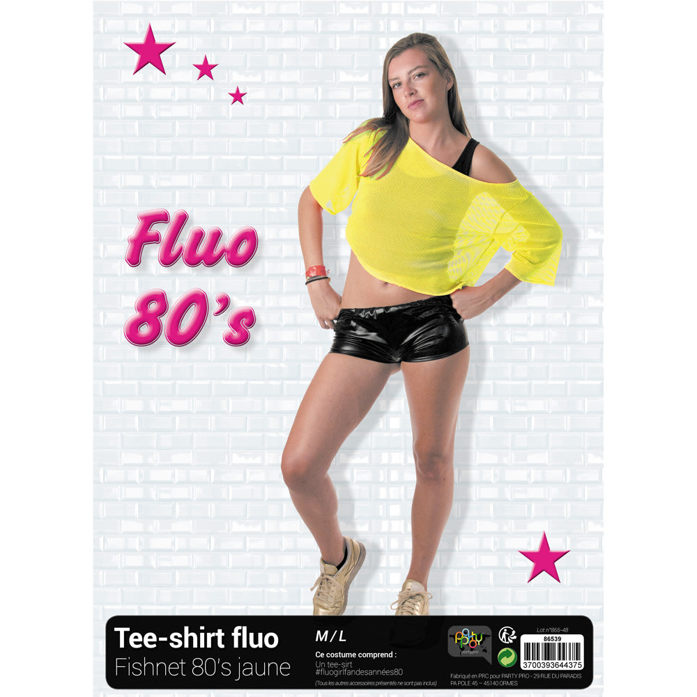 TEE-SHIRT FISHNET 80'S JAUNE FLUO