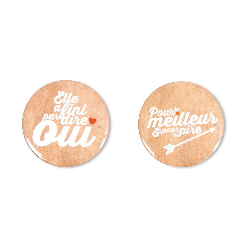 SET DE 2 BADGES MARIAGE 3.7CM