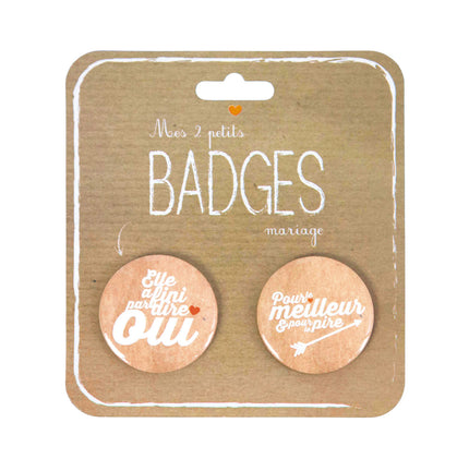 SET DE 2 BADGES MARIAGE 3.7CM