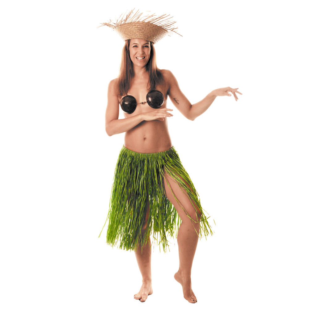 JUPE HAWAI RAFFIA VERT 60CM