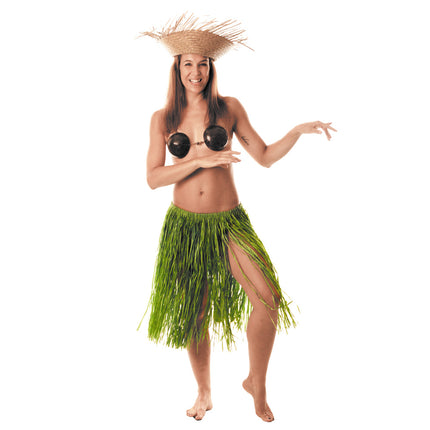 JUPE HAWAI RAFFIA VERT 60CM