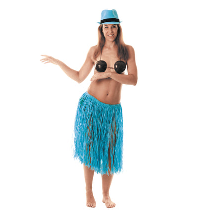 JUPE HAWAI RAFFIA BLEU 60CM