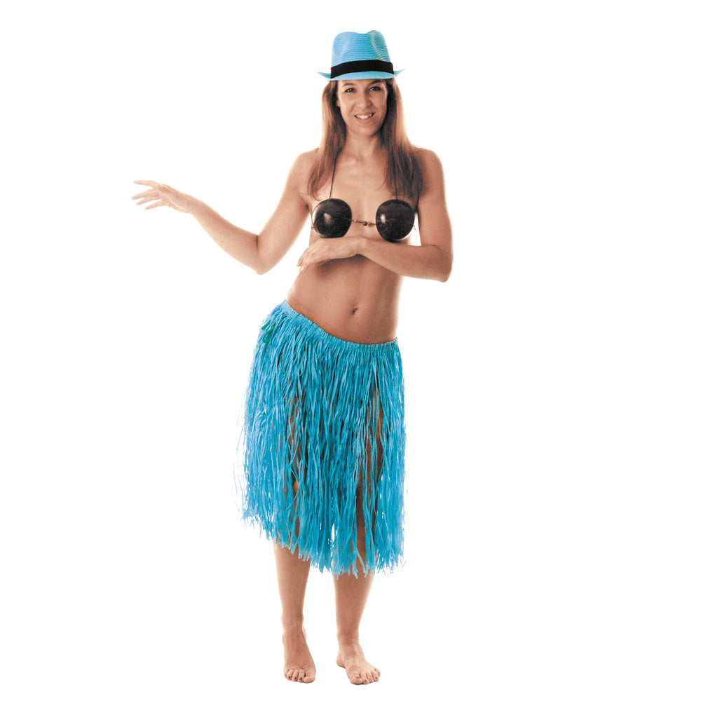 JUPE HAWAI RAFFIA BLEU 60CM