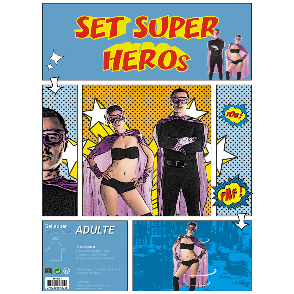 SET SUPER HEROS VIOLET 3PCS