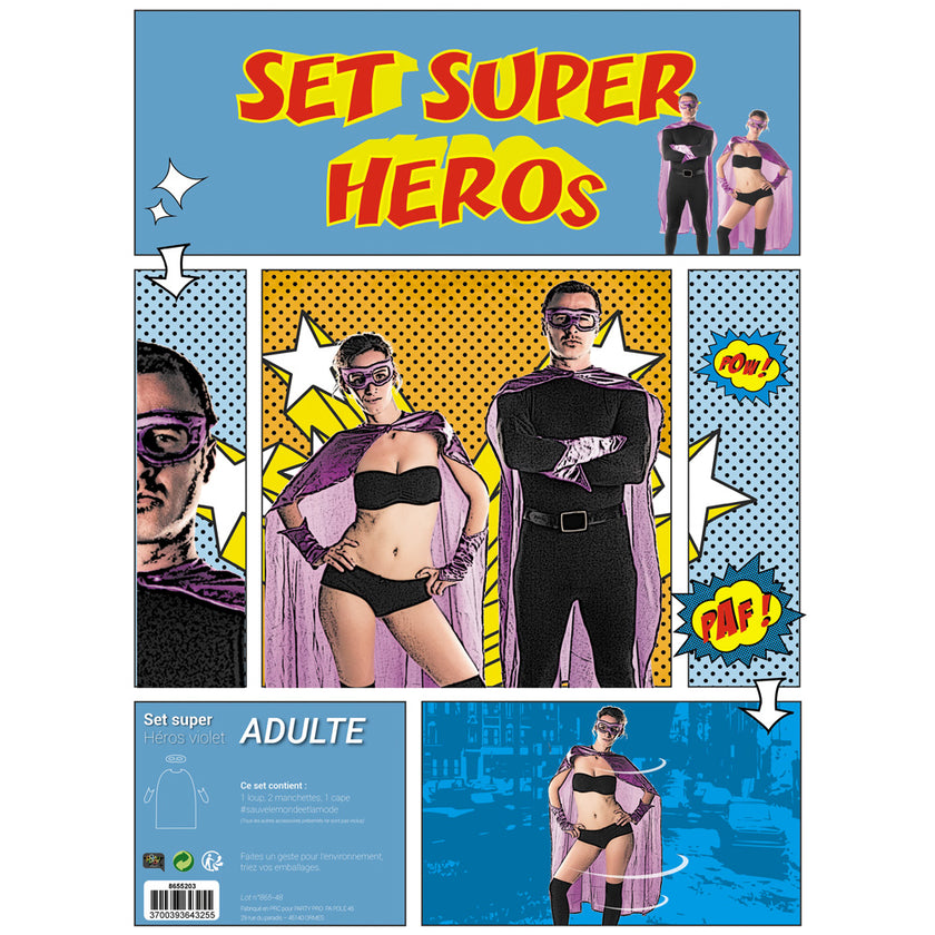 SET SUPER HEROS VIOLET 3PCS