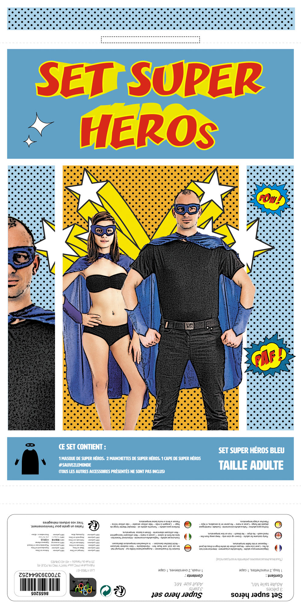 SET SUPER HEROS BLEU 3 PCS