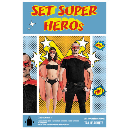 SET SUPER HEROS ROUGE 3PCS