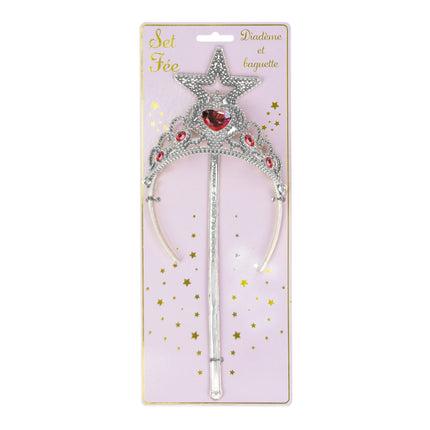 SET FEE DIADEME + BAGUETTE ARGENTE