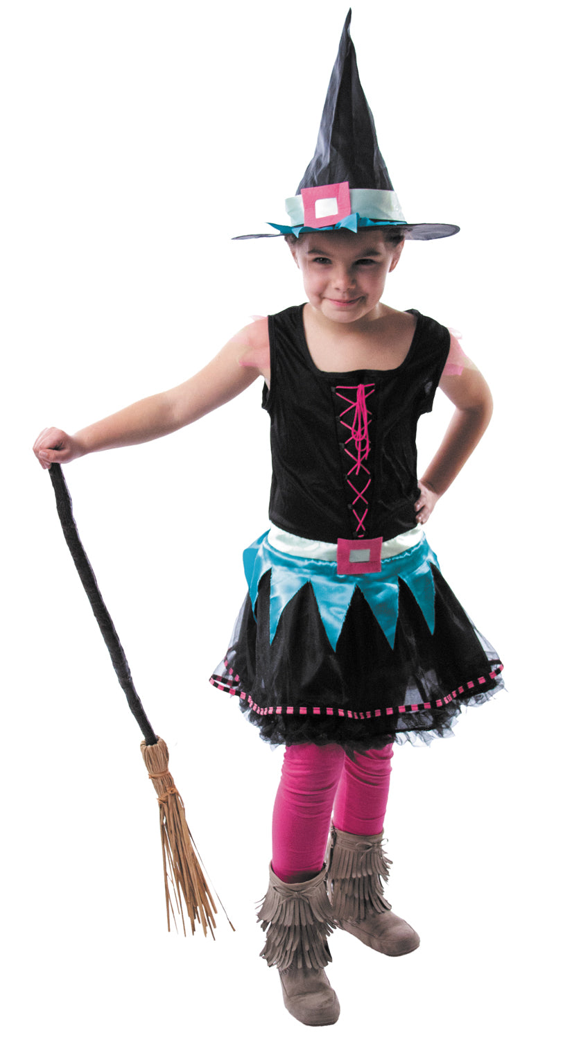 COSTUME SORCIERE TECHNICOLORE AVEC CHAPEAU 4-6 ANS