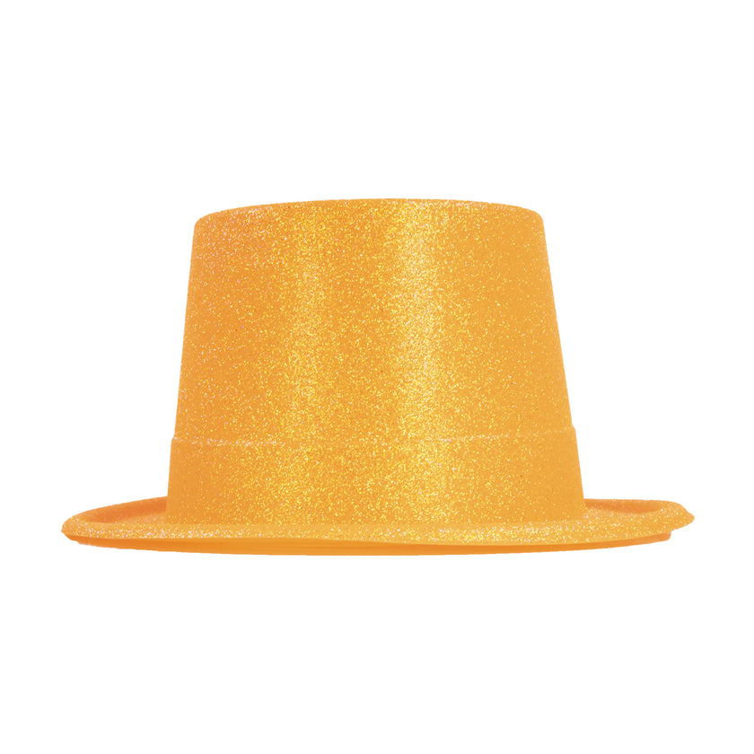 HAUT DE FORME PLASTIQUE PAILLETE FLUO 5 COULEURS ASS.