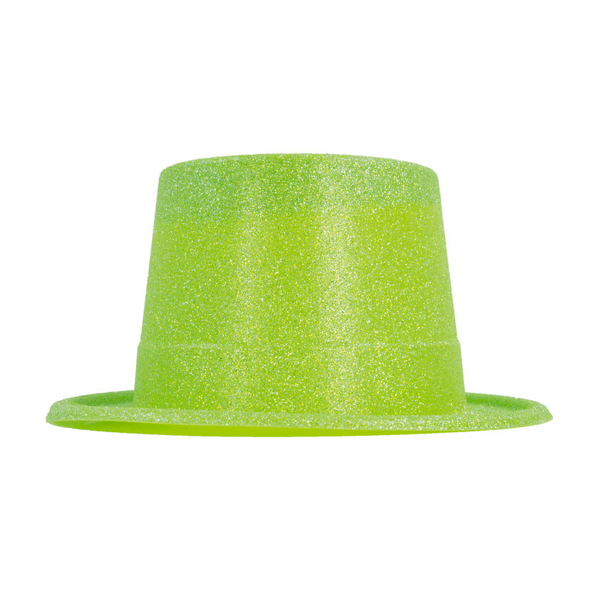 HAUT DE FORME PLASTIQUE PAILLETE FLUO 5 COULEURS ASS.