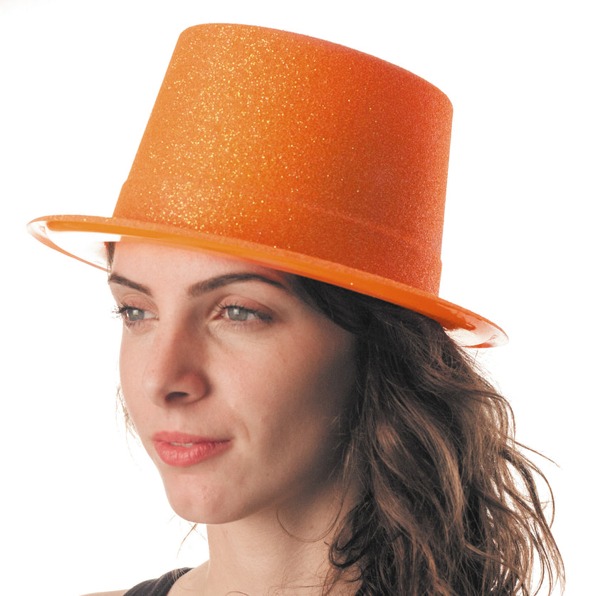 HAUT DE FORME PLASTIQUE PAILLETE FLUO 5 COULEURS ASS.