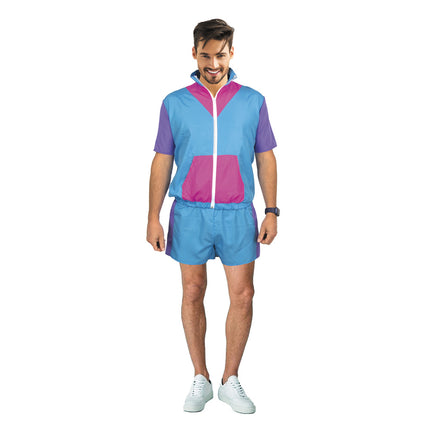 COSTUME ENSEMBLE SPORT 80'S BLEU/ROSE 80'S