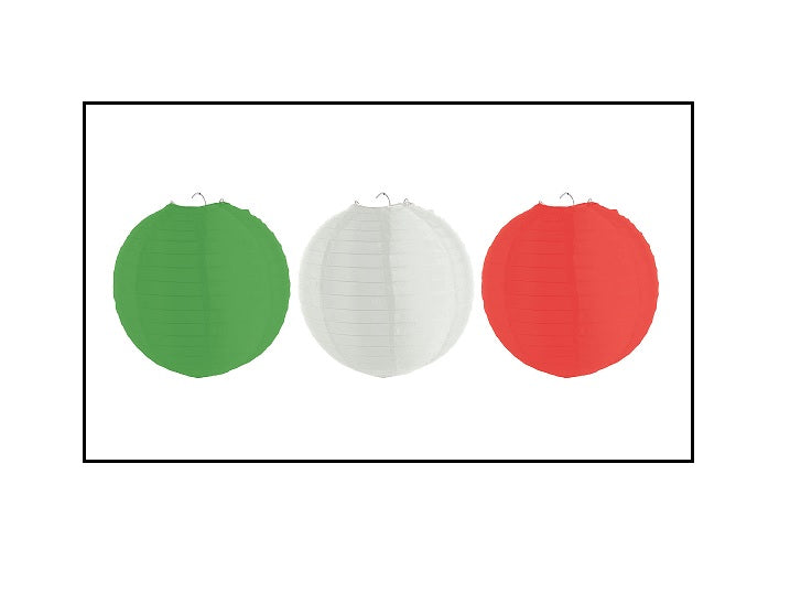 lot de 3 lampions nylon vert blanc rouge 30cm