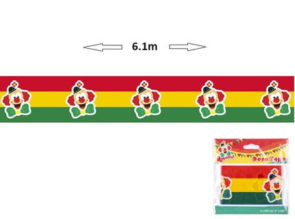 cordon de sécurité rouge jaune vert motif clown 6.1m