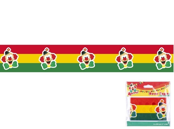 cordon de sécurité rouge jaune vert motif clown 6.1m