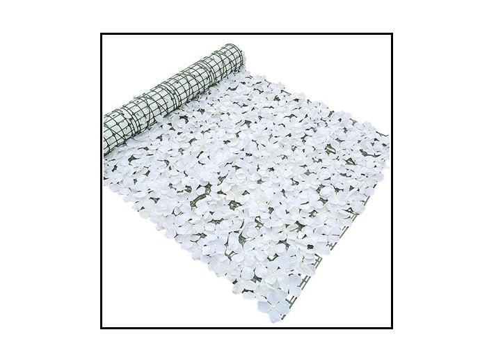 décoration géante mur de fleurs blanc en rouleau 3x1m