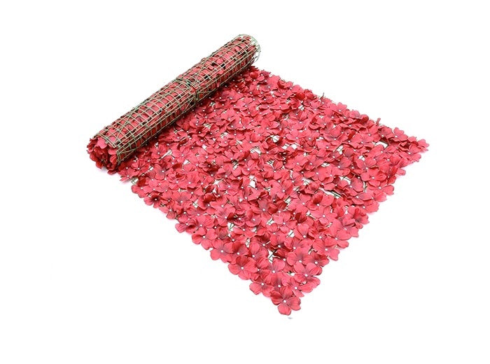 décoration géante mur de fleurs rouge en rouleau 3x1m