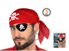 set bandana cache-oeil et boucle d''oreille pirate 3pcs