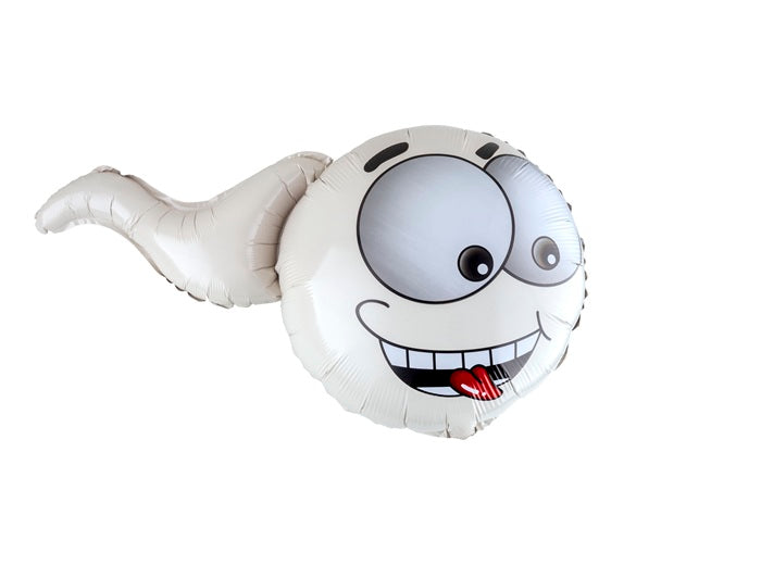 ballon aluminium spermatozoïde blanc 68x46cm