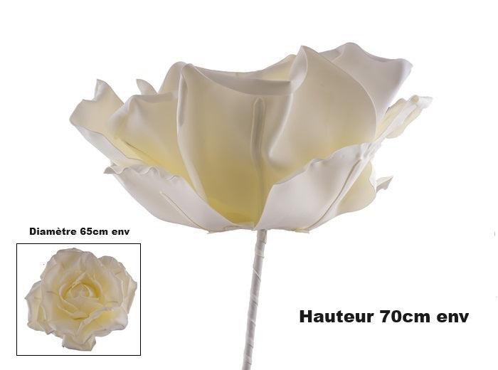 décoration lounge rose géante blanche 70x65cm