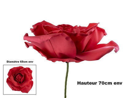décoration lounge rose géante rouge 70x65cm