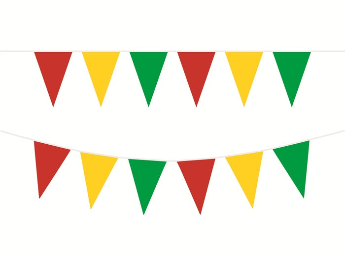 guirlande 48 fanions rouge jaune vert 30m
