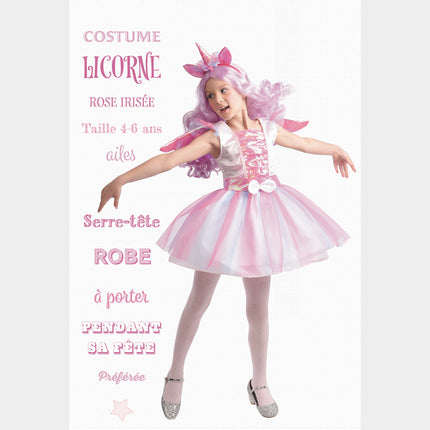 COSTUME LICORNE ROSE IRISE 4-6ANS