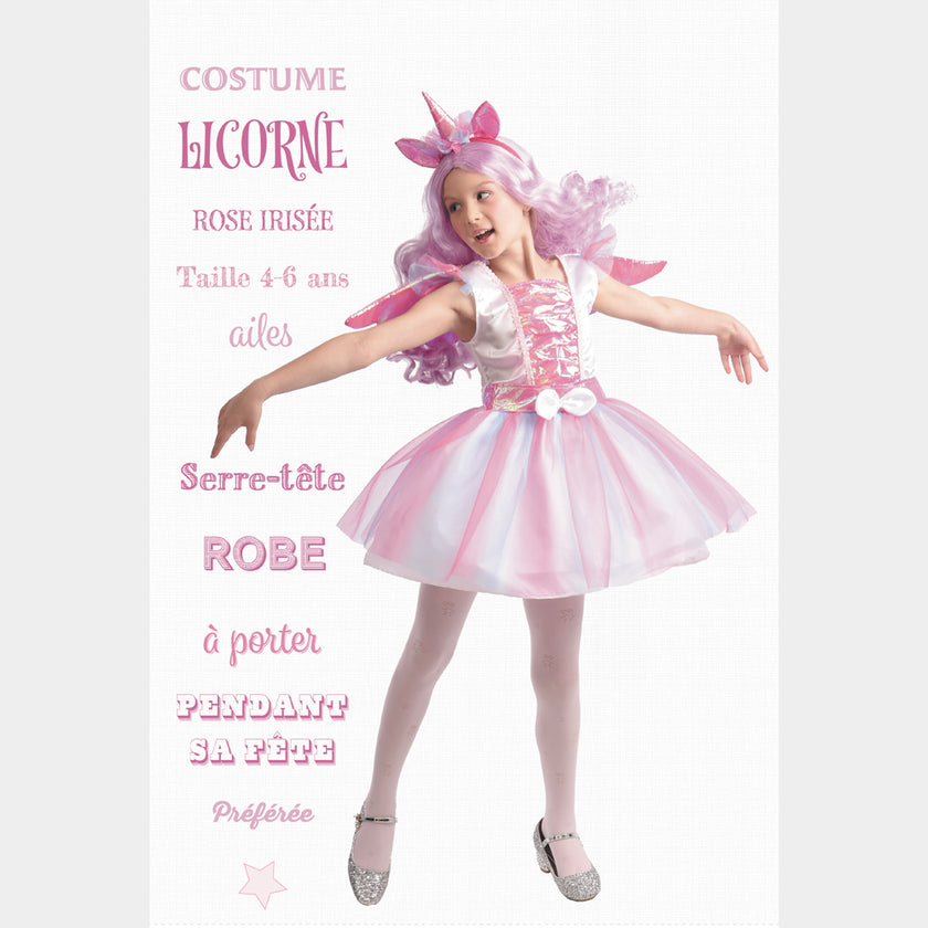 COSTUME LICORNE ROSE IRISE 4-6ANS
